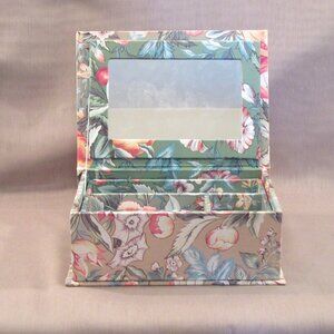 Floral Fabric Jewelry Box, Trinket Storage, with Mirror